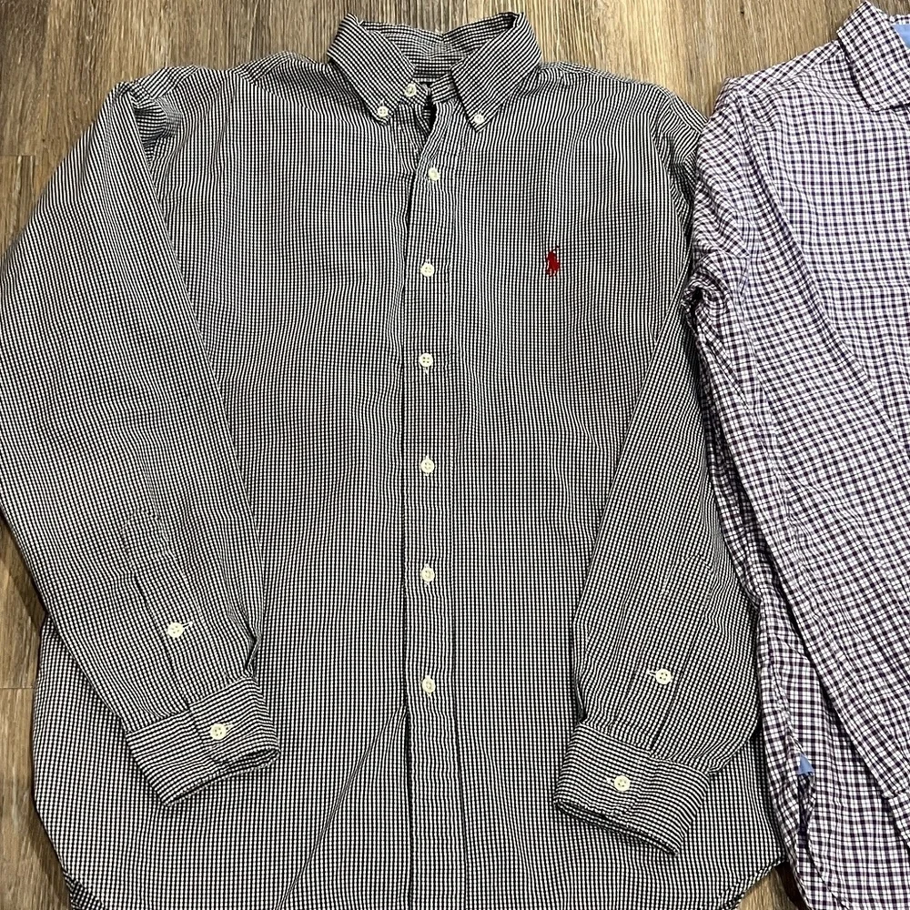 Polo Ralph Lauren men’s lot of two button down cotton plaid shirts size Medium
